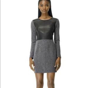Club Monaco long sleeve Dayna Tweed Leather Dress